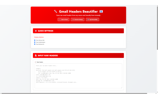 Gmail Headers Beautifier from Chrome web store to be run with OffiDocs Chromium online Gmail Headers Beautifier from Chrome web store to be run with OffiDocs Chromium online