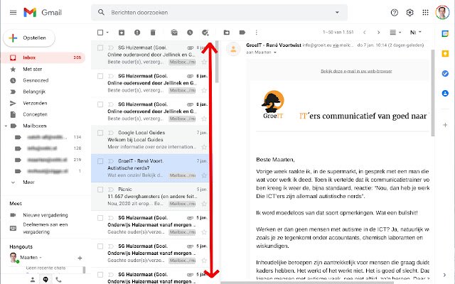 Chrome ウェブストアからの GMail Infinite Scroll を OffiDocs Chromium オンラインで実行