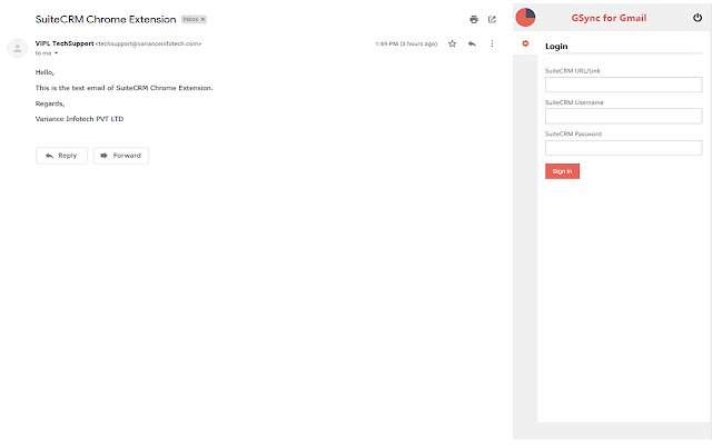 Gmail Integration Plugin for SuiteCRM  from Chrome web store to be run with OffiDocs Chromium online