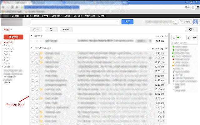 Zmiana rozmiaru kolumn etykiet Gmaila ze sklepu internetowego Chrome do uruchomienia z OffiDocs Chromium online