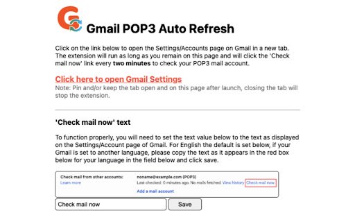 Gmail POP3 Auto Refresh  from Chrome web store to be run with OffiDocs Chromium online