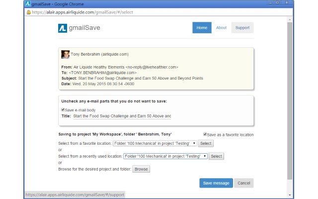 GMail Save to Alair  from Chrome web store to be run with OffiDocs Chromium online