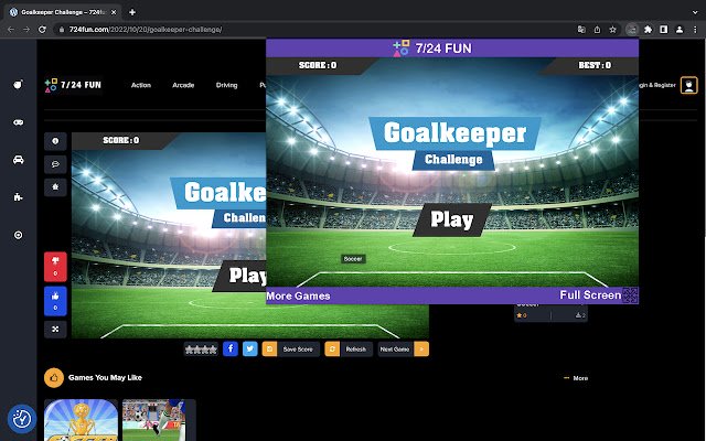 Le jeu de football Goalkeeper Challenge de la boutique en ligne Chrome sera exécuté avec OffiDocs Chromium en ligne