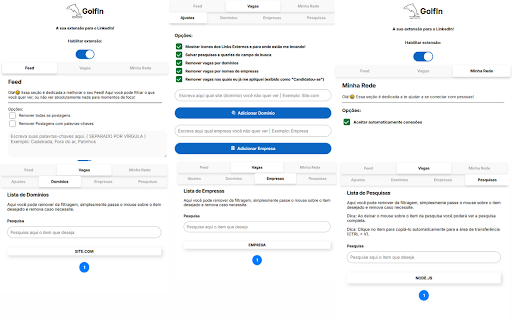 GolfIn Busca por Empregos no LinkedIn Facilitada  from Chrome web store to be run with OffiDocs Chromium online