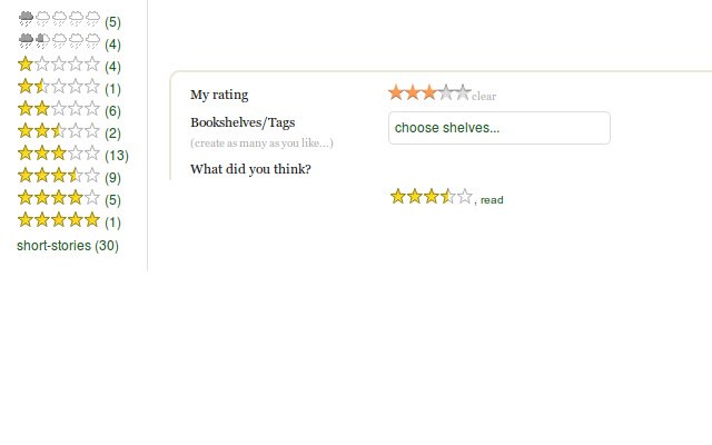 Goodreads-Halbsterne und Bewertungs-Tags aus dem Chrome-Webshop zur Ausführung mit OffiDocs Chromium online