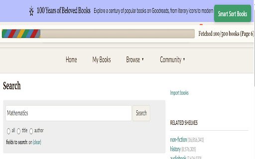 Goodreads Smart Sort  from Chrome web store to be run with OffiDocs Chromium online