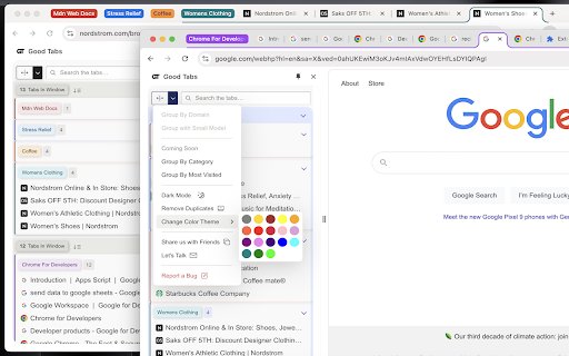 Good Tabs  from Chrome web store to be run with OffiDocs Chromium online