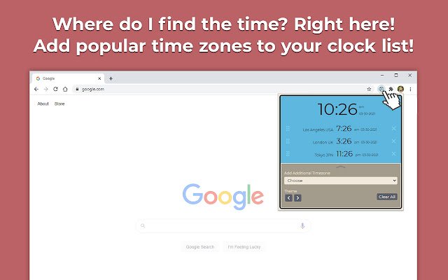 Good Times Time Zone Clocks  from Chrome web store to be run with OffiDocs Chromium online