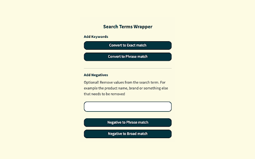 Google Ads Search Terms Wrapper  from Chrome web store to be run with OffiDocs Chromium online