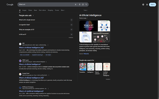 Google AI Summary Blocker  from Chrome web store to be run with OffiDocs Chromium online