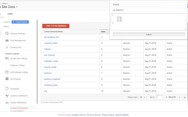 Google Analytics Dimension Updater  from Chrome web store to be run with OffiDocs Chromium online