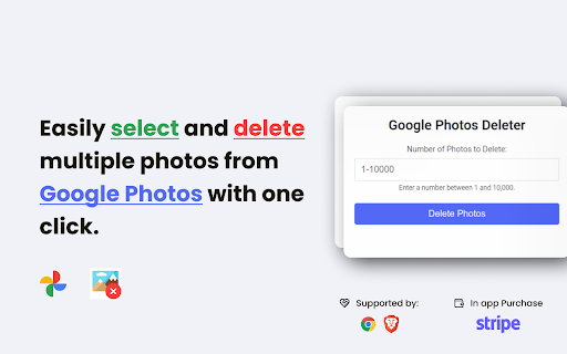 Google Bulk Photos Deleter  from Chrome web store to be run with OffiDocs Chromium online