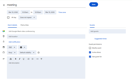 Google Calendar Quick Add  from Chrome web store to be run with OffiDocs Chromium online