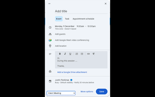Google Calendar Templates  from Chrome web store to be run with OffiDocs Chromium online