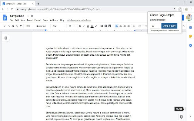 Google Docs Page Jumper  from Chrome web store to be run with OffiDocs Chromium online
