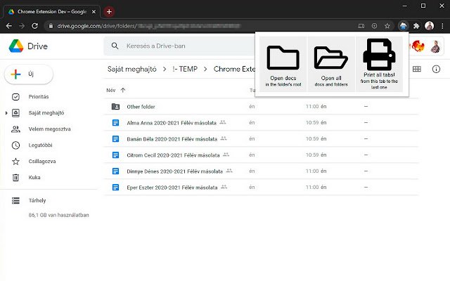 Google Drive Print Folder mula sa Chrome web store na tatakbo sa OffiDocs Chromium online