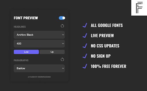 Google Fonts Preview  from Chrome web store to be run with OffiDocs Chromium online