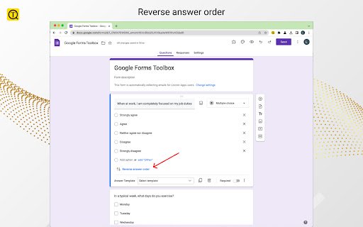 Google Forms Toolbox  from Chrome web store to be run with OffiDocs Chromium online
