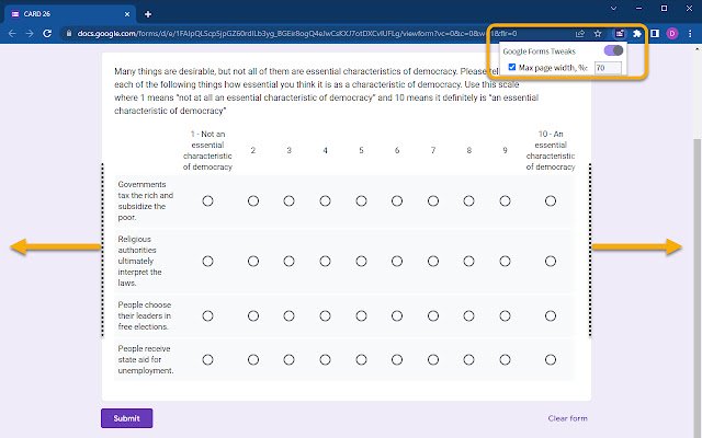 Google Forms Tweaks  from Chrome web store to be run with OffiDocs Chromium online