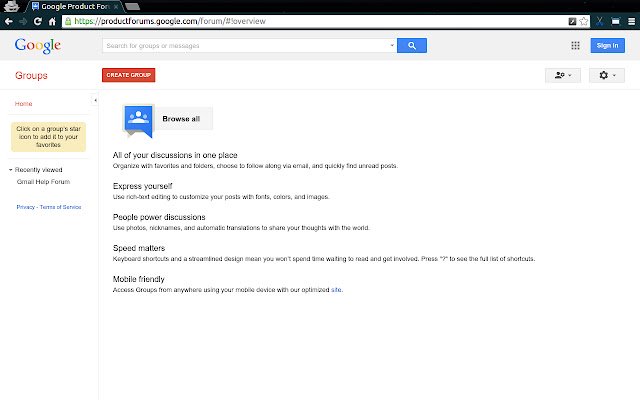 Google Groups  from Chrome web store to be run with OffiDocs Chromium online