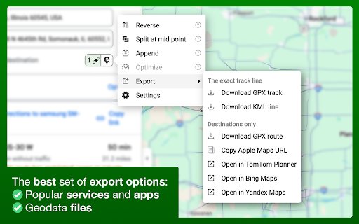 Google Maps Extended Routes  from Chrome web store to be run with OffiDocs Chromium online