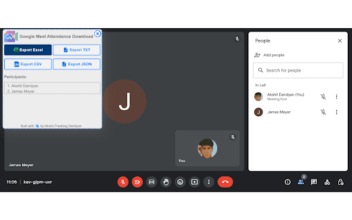 Google Meet Attendance Download  from Chrome web store to be run with OffiDocs Chromium online