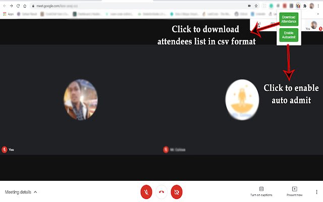 Google meet attendance downloader  autoadmit  from Chrome web store to be run with OffiDocs Chromium online