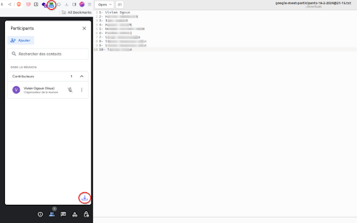 Google Meet Participants List  from Chrome web store to be run with OffiDocs Chromium online