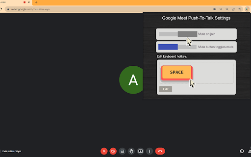 Google Meet  Zoom Push To Talk 2.0  from Chrome web store to be run with OffiDocs Chromium online
