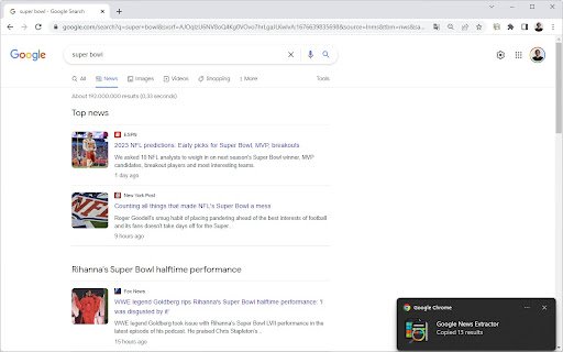 Google News Extractor by searchanalyzer  from Chrome web store to be run with OffiDocs Chromium online