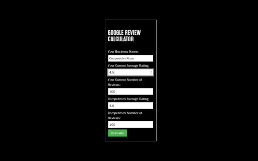 Google Review Calculator  from Chrome web store to be run with OffiDocs Chromium online