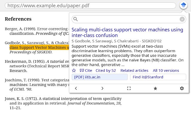 Google Scholar Button  from Chrome web store to be run with OffiDocs Chromium online
