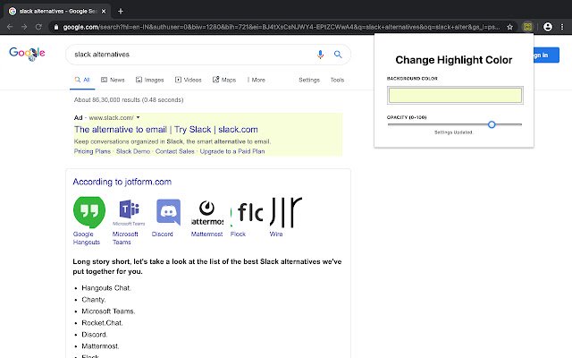 Wyróżnienie reklam w wyszukiwarce Google ze sklepu internetowego Chrome do uruchomienia z OffiDocs Chromium online