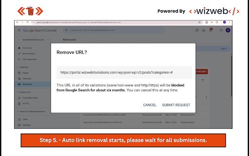 Google search console Bulk Link removal  from Chrome web store to be run with OffiDocs Chromium online