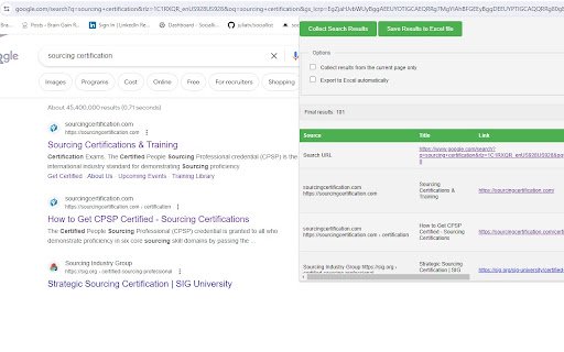 Google Search Results Scraper  from Chrome web store to be run with OffiDocs Chromium online