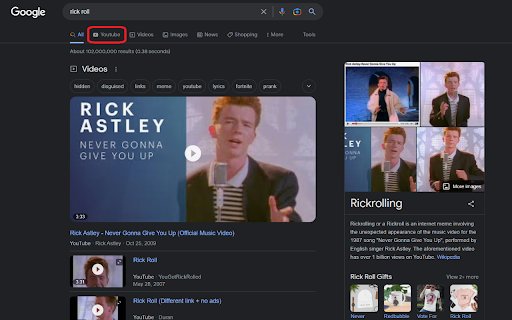 Google Search to Youtube Redirector from Chrome web store to be run with OffiDocs Chromium online Google Search to Youtube Redirector from Chrome web store to be run with OffiDocs Chromium online