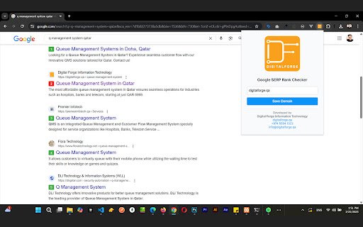 Google SERP Rank Checker by Digital Forge  from Chrome web store to be run with OffiDocs Chromium online