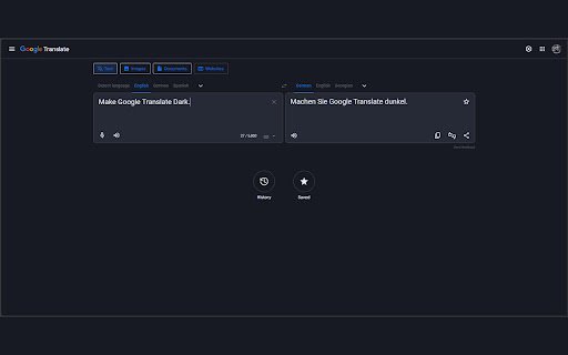 Google Translate Dark Mode  from Chrome web store to be run with OffiDocs Chromium online