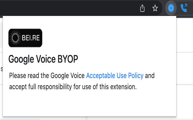 Google Voice BYOP จาก Chrome เว็บสโตร์จะทำงานด้วย OffiDocs Chromium ทางออนไลน์
