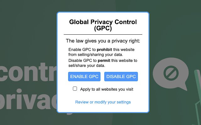 Pilihan Privasi GPC dari toko web Chrome untuk dijalankan dengan OffiDocs Chromium online