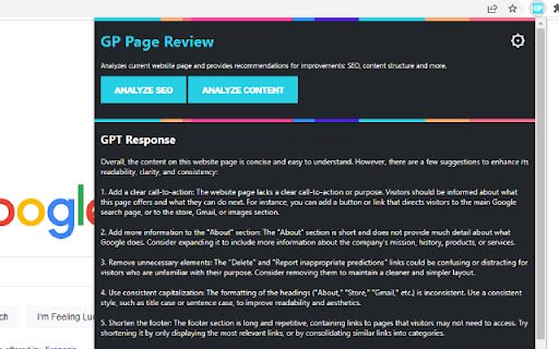GP PageReview  from Chrome web store to be run with OffiDocs Chromium online