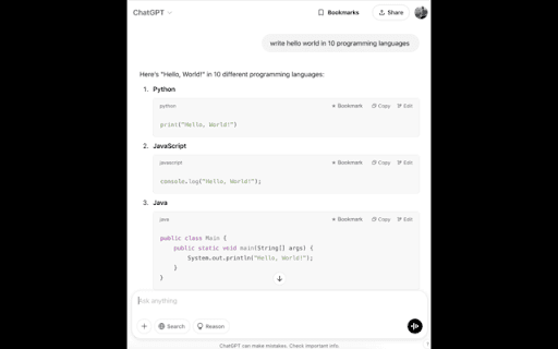 GPT Code Bookmarks  from Chrome web store to be run with OffiDocs Chromium online