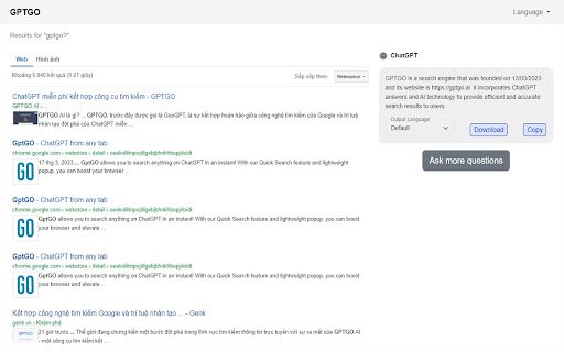 GPTGO.AI Search  ChatGPT  from Chrome web store to be run with OffiDocs Chromium online