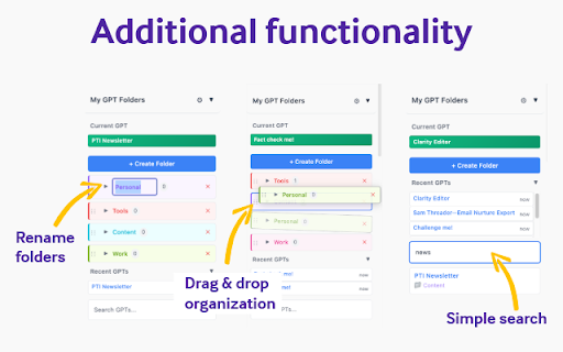 GPT Organizer Folder Manager for Custom GPTs  from Chrome web store to be run with OffiDocs Chromium online