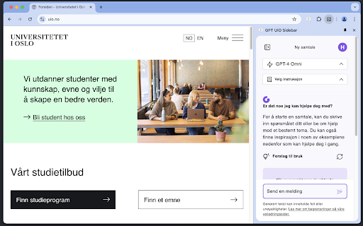 GPT UiO Sidebar  from Chrome web store to be run with OffiDocs Chromium online