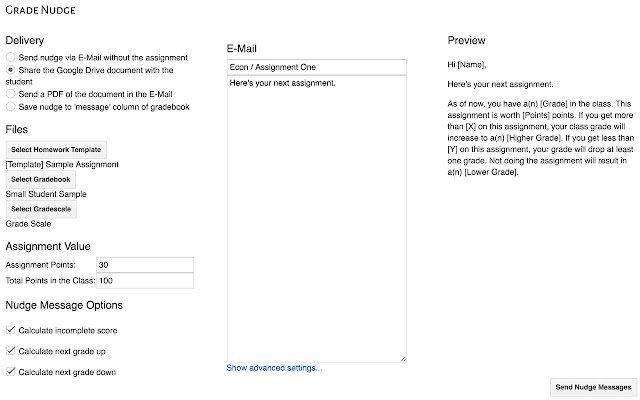 Grade Nudge 2.0  from Chrome web store to be run with OffiDocs Chromium online