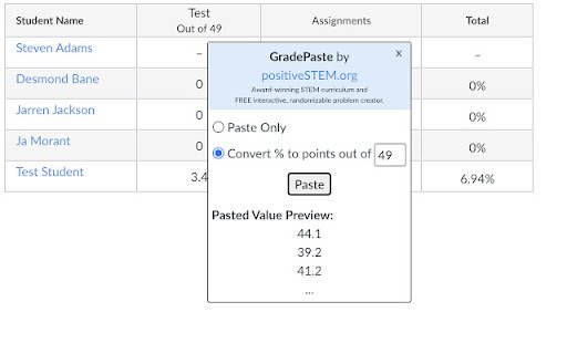 GradePaste by Positive Physics  from Chrome web store to be run with OffiDocs Chromium online