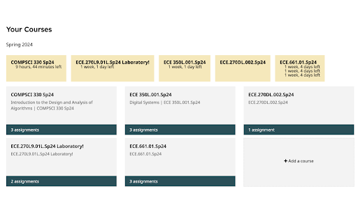 Gradescope Assignment Due Dates  from Chrome web store to be run with OffiDocs Chromium online