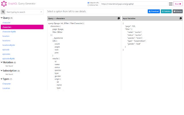 Graphql Query Generator  from Chrome web store to be run with OffiDocs Chromium online