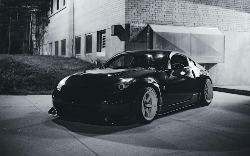 Grayscale Photo of a Nissan 350z  from Chrome web store to be run with OffiDocs Chromium online